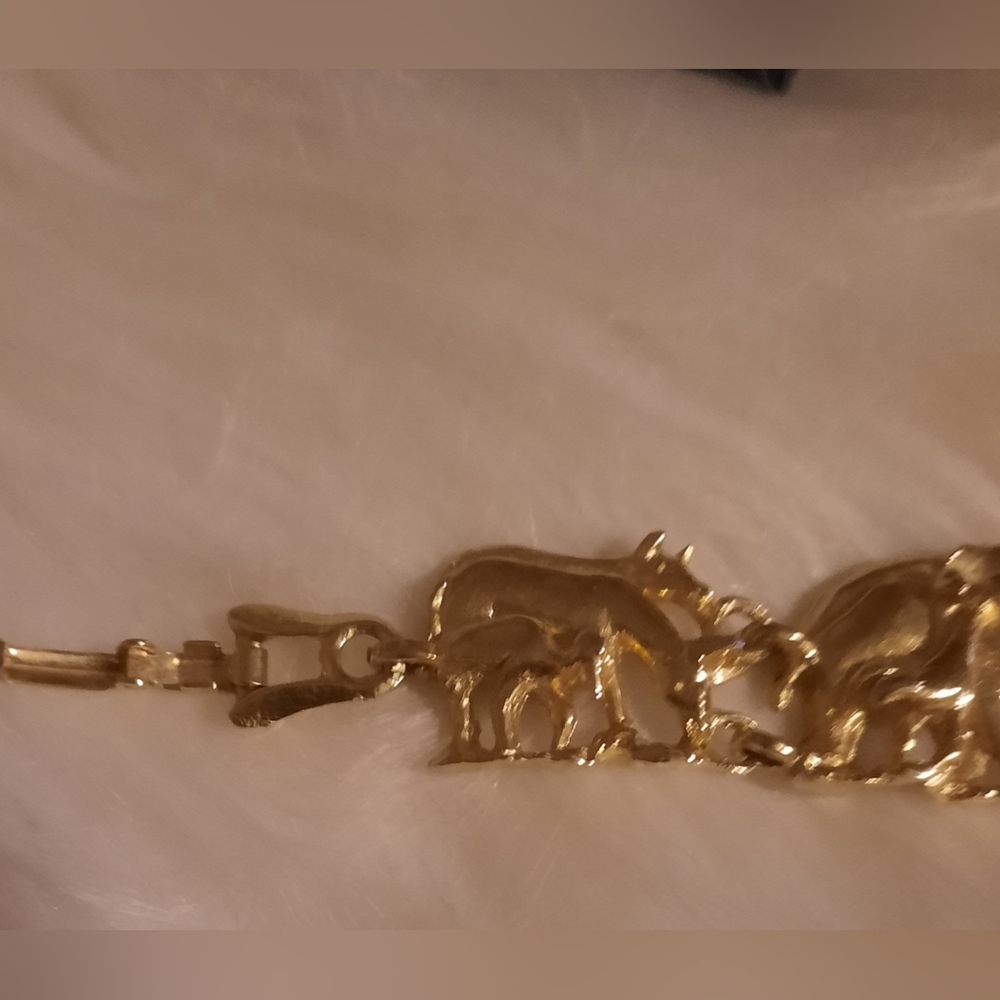 Noah's Ark Gold Colored Link Bracelet panel figural ark and animal vintage - Picture 14 of 14
